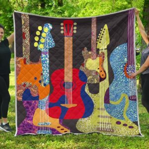 Guitar While Premium Quilt Blanket  Quilt